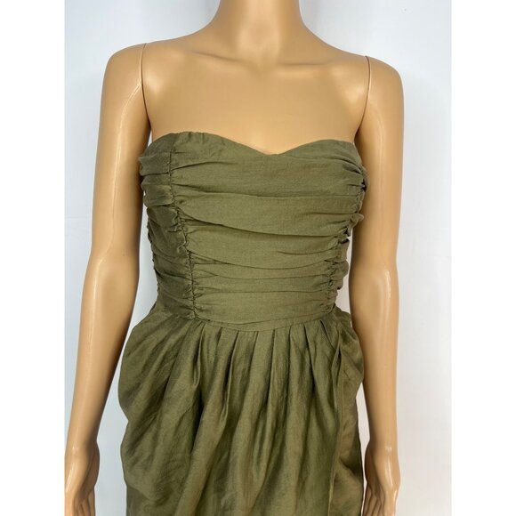 Lena The Rose Petals Dress Sage Green Tiered Strapless Maxi Sweetheart Layered - Picture 4 of 9